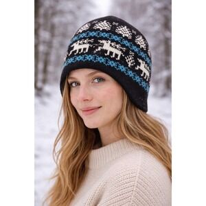 Vintage Nordic Wool Knit Hat Handmade Vermont Sheep Winter Cap